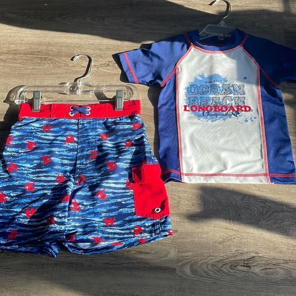 NEW Nick & Mack Boys 2 -Piece Swimwear Rash Guard and Trunk Swimsuit Set